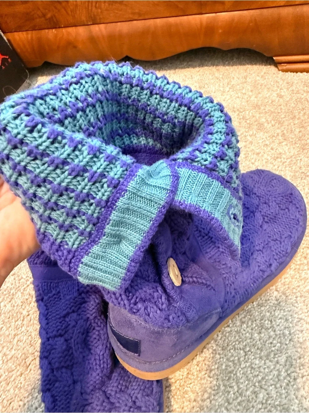 UGG Purple Knit Women's Winter Boots with Teal Accent